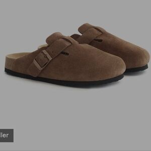 Quince Water Repellent Suede Clog Mules Cafe Brown